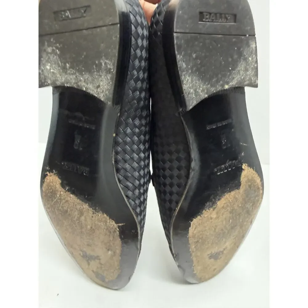 Bally Men’s Black Leather Dress Shoes 10D Basket Weave Toe Luxury Italian